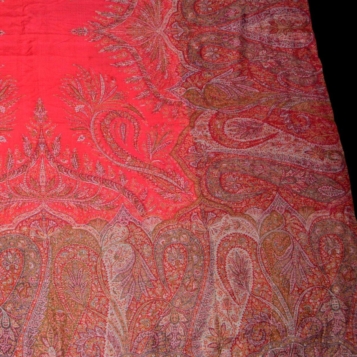 Cachemire Français, 145 cm x 155 cm, laine tissée vers 1860-1880, Paris ou Lyon, France-photo-2