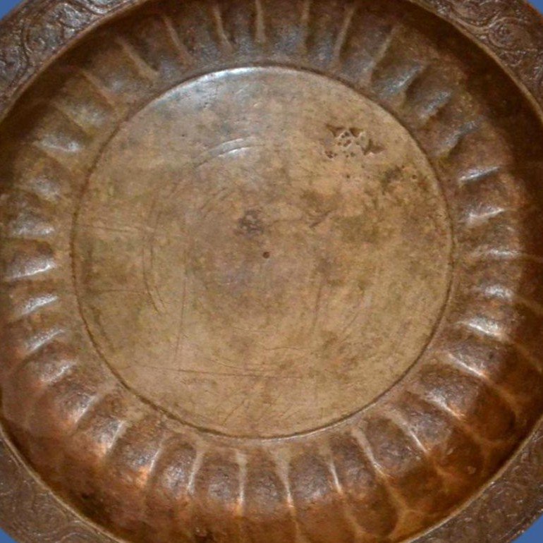 Bronze Basin, Turkmenistan, Signed, Dated, Central Asia, 18th Century-photo-3