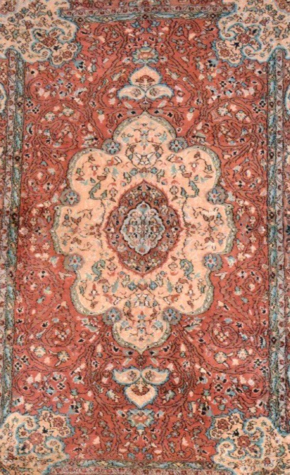 Tapis Cachemire en soie, 122 x 197 cm, noué main vers 1970, Srinagar, Cachemire, Inde du Nord-photo-5