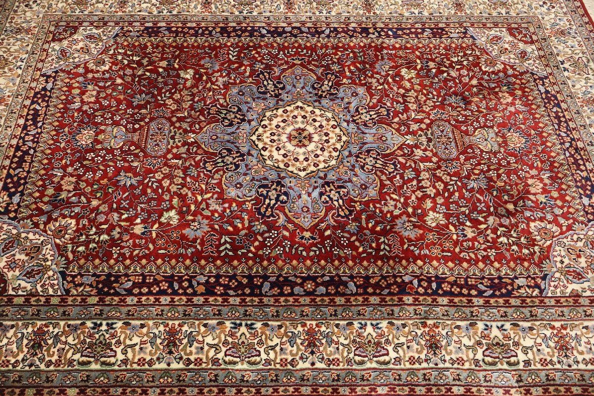 Tissu peint main, Ghalamkar,  220 cm x 263 cm, Iran, Perse vers 1950, parfait état, coton épais-photo-7