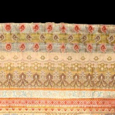 Tissu ancien, soie sur soie, 69 cm x 127 cm, calligraphies, Moyen-Orient du XIXème siècle-photo-2