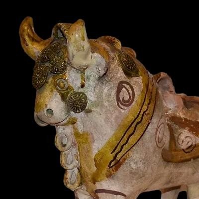 Taureau cérémoniel ancien en  poterie, Torito De Pucara, Pérou du XIXème siècle, bel état -photo-4