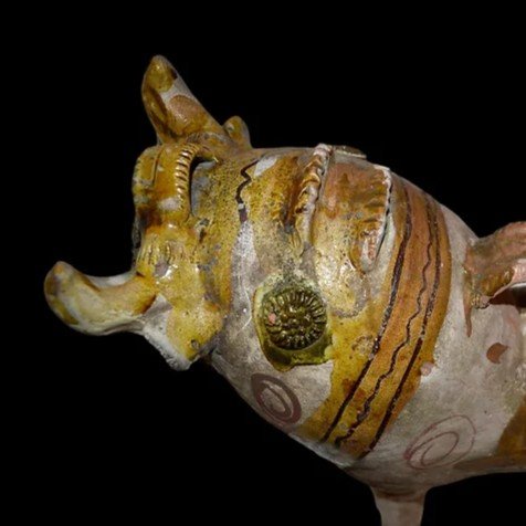 Taureau cérémoniel ancien en  poterie, Torito De Pucara, Pérou du XIXème siècle, bel état -photo-5