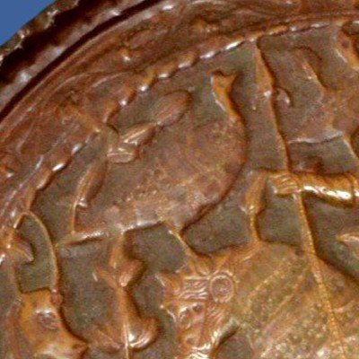 Antique Indo-persian Tray, Embossed Brass, 19th Century Persia, Kadjar Dynasty-photo-6