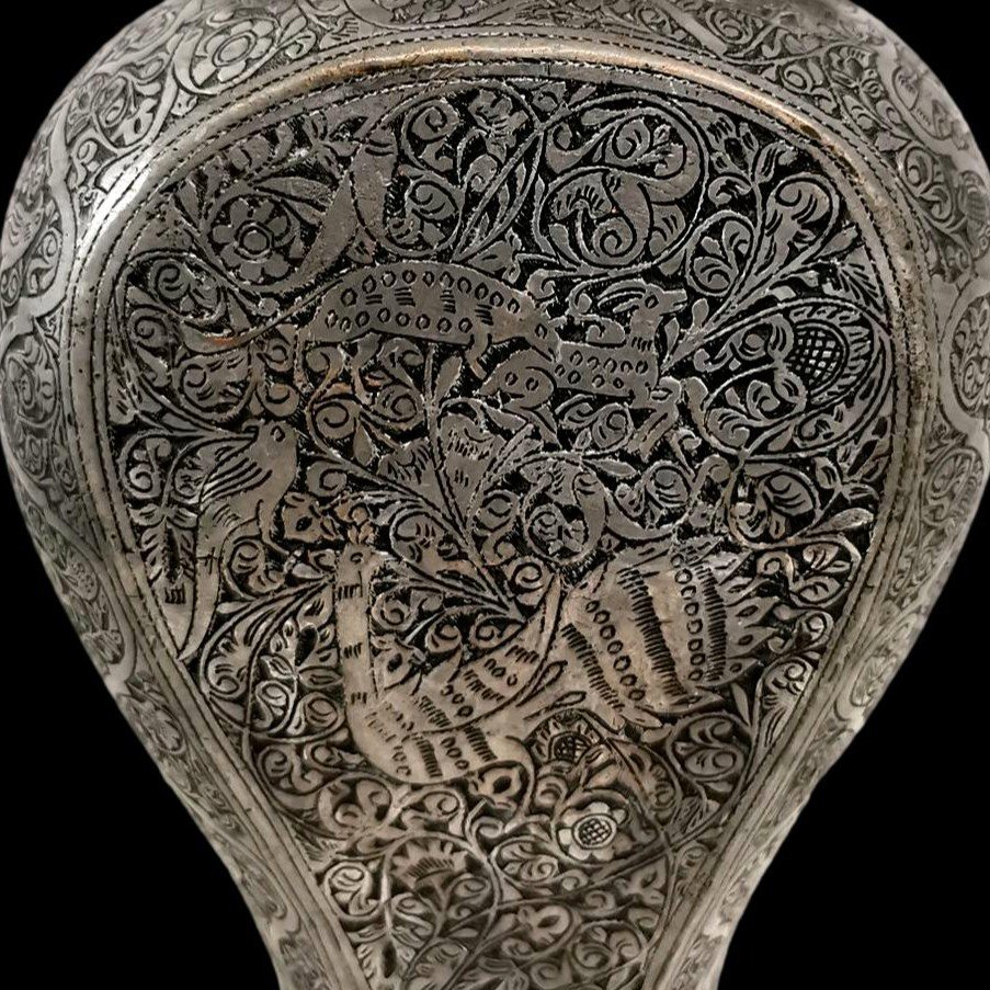 Sernij, rare pot à lait de mariage en cuivre étamé, Iran, région de Tabriz, XIXème siècle-photo-3
