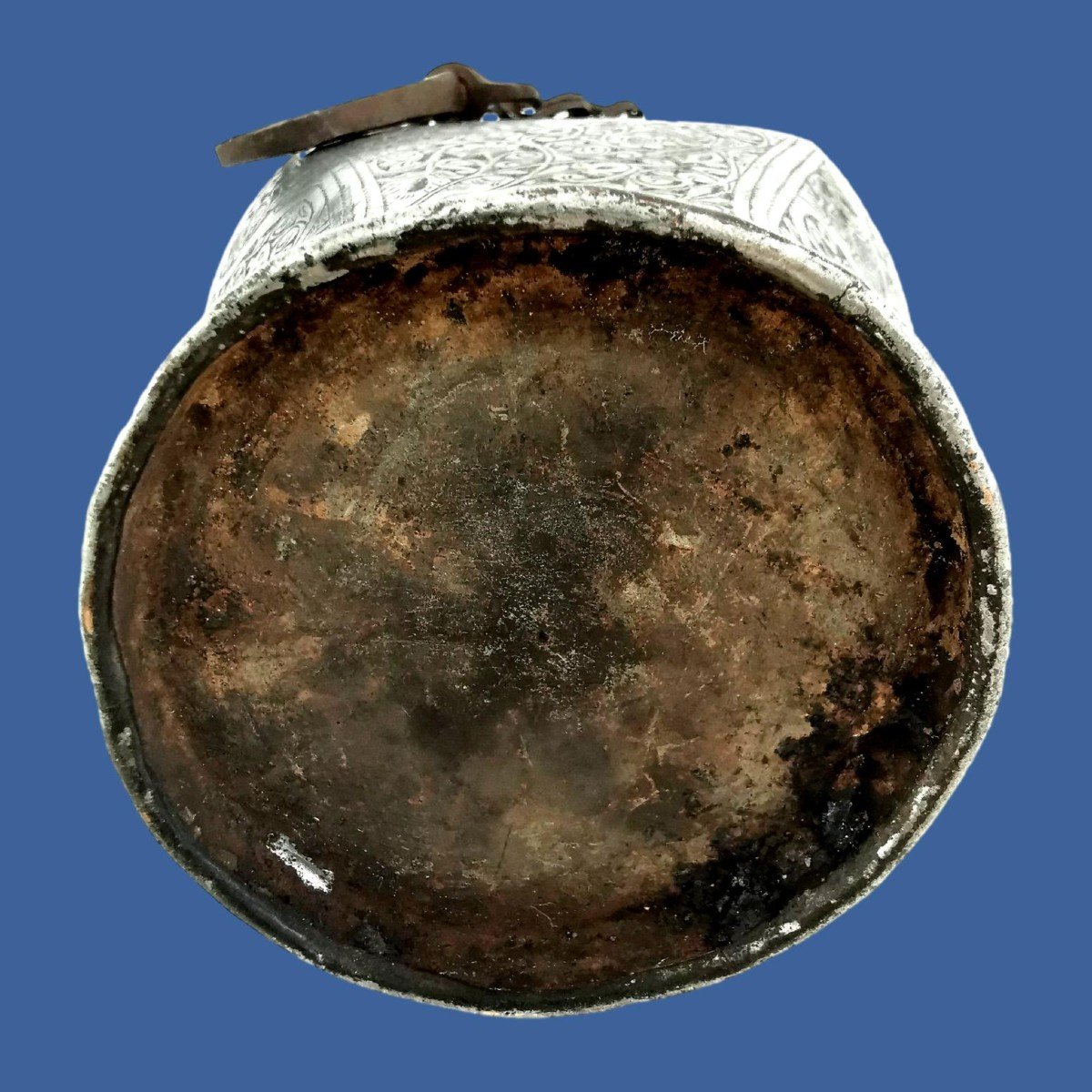 Sernij, rare pot à lait de mariage en cuivre étamé, Iran, région de Tabriz, XIXème siècle-photo-3