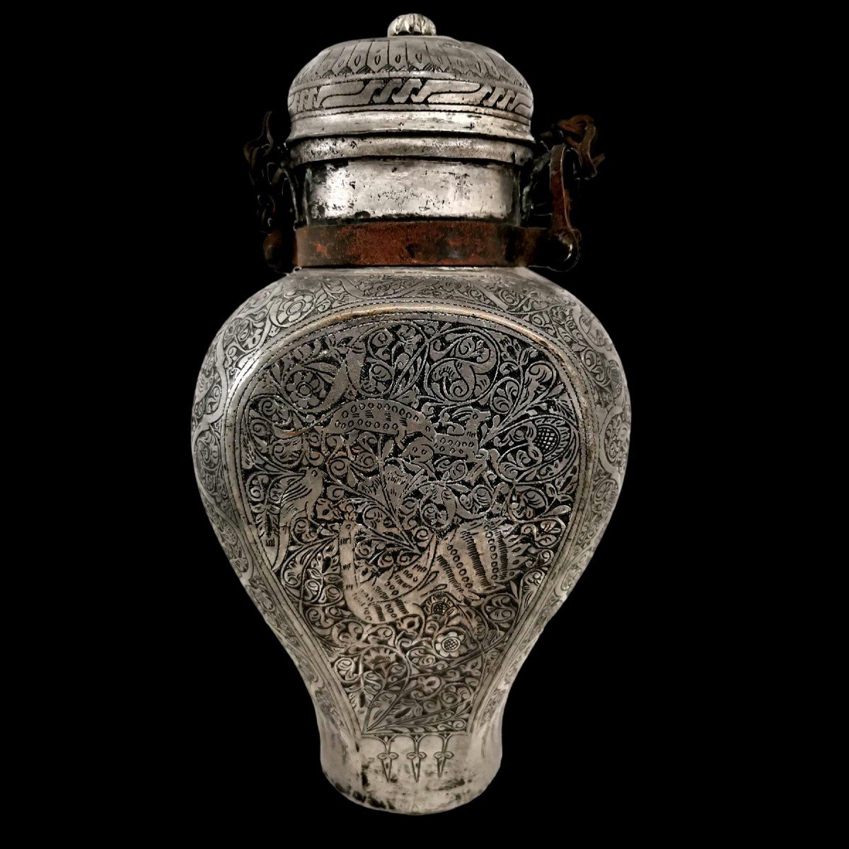 Sernij, rare pot à lait de mariage en cuivre étamé, Iran, région de Tabriz, XIXème siècle