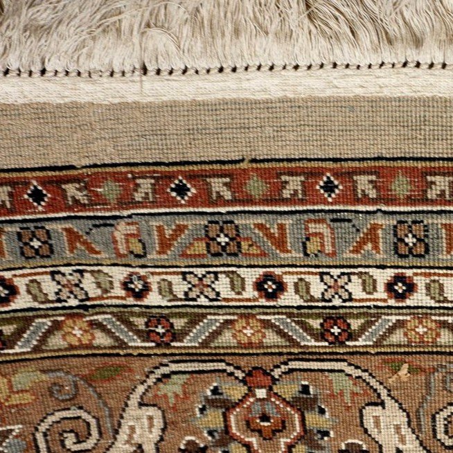 Tapis Tabriz, 255 x 305 cm, laine nouée main, décor fin et élégant, vers 1980, très bon état-photo-7