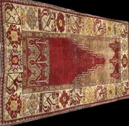 Tapis Moudjour de prière ancien, 105 x 160 cm, laine / laine, Anatolie, Turquie, milieu  XIXème-photo-2