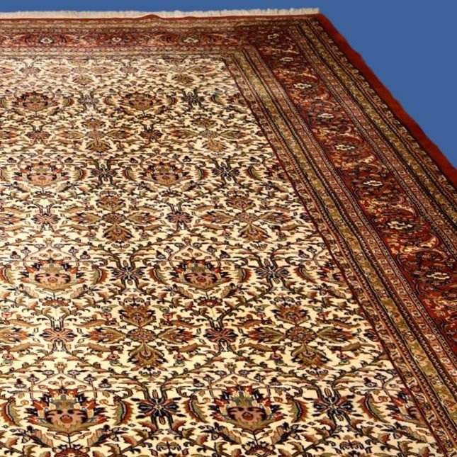 Tapis Sarough, 300 x 388 cm, laine nouée main, tapis de belle taille vers 1980, très bon état-photo-4