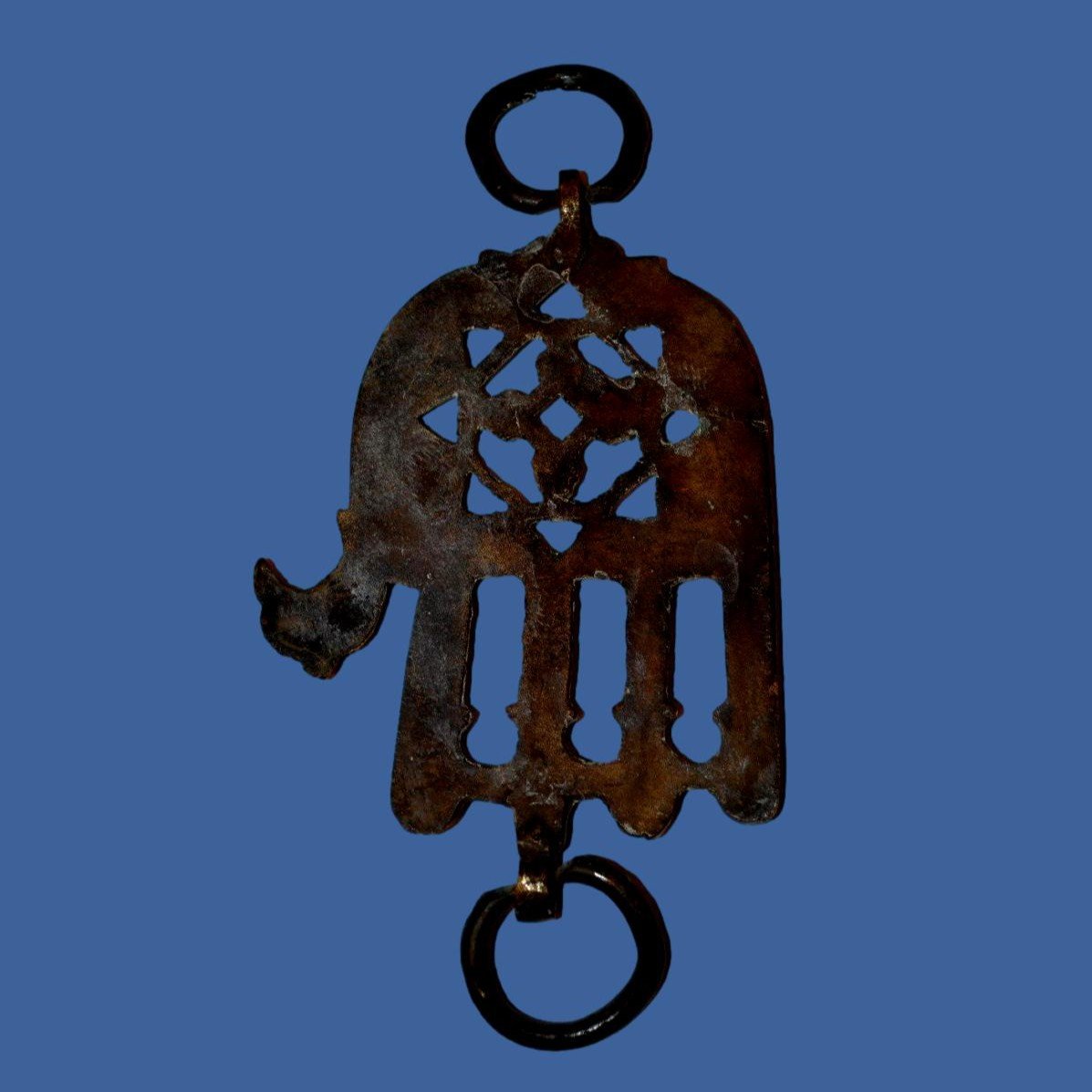 Hamsa, Protection But Also Door Knocker, Gilded Bronze, Fez, Morocco, Early 20th Century-photo-2