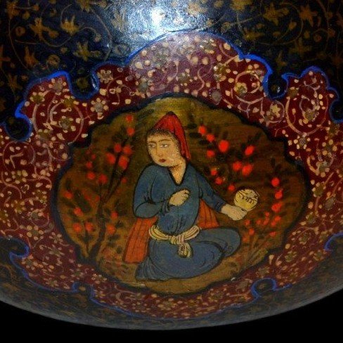 Vase, Indo-persian Lota Signed And Painted With Persian Miniatures, Kadjar Period, End Of The 19th Century-photo-4