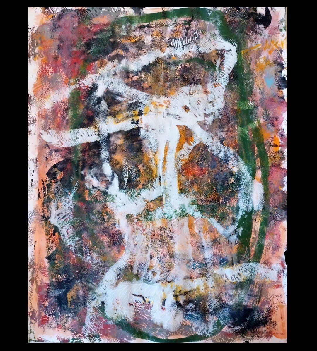 Erwin Steinbach - "the Walker" 2003, Acrylic & Gouache On Vellum - 65 X 50 Cm-photo-2
