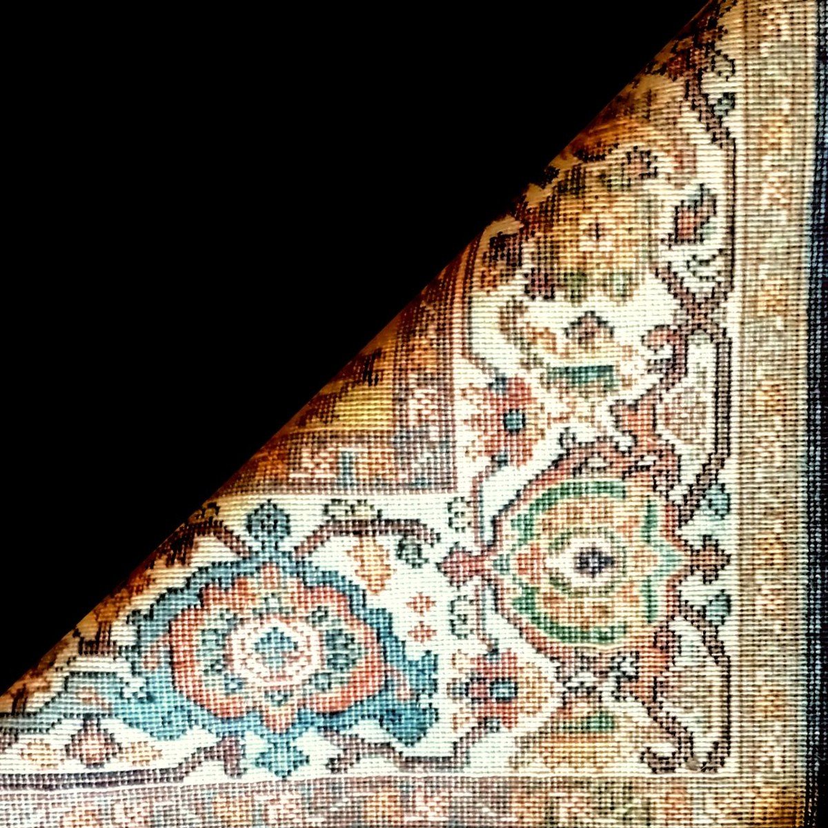 Trees And Bushes Rug, Indo-persian, 120 X 176 Cm, Hand-knotted Wool, 1980, Very Good Condition-photo-8