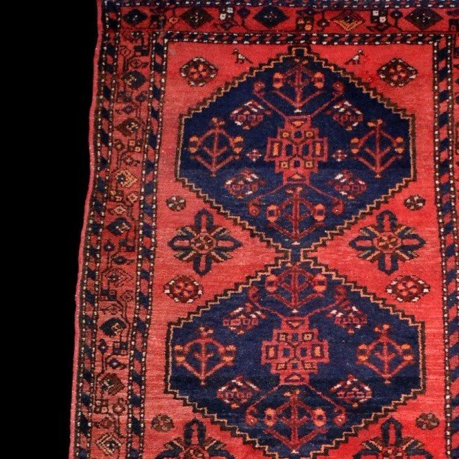 Tapis Hamadan, 102 x 196 cm, laine nouée main en Iran vers 1980, en très bon état-photo-4