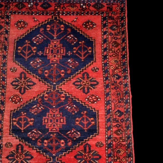 Tapis Hamadan, 102 x 196 cm, laine nouée main en Iran vers 1980, en très bon état-photo-1