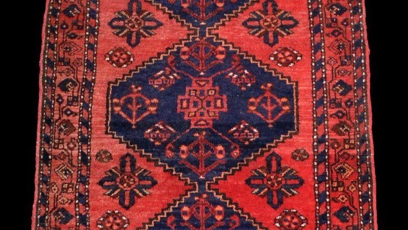 Tapis Hamadan, 102 x 196 cm, laine nouée main en Iran vers 1980, en très bon état-photo-2