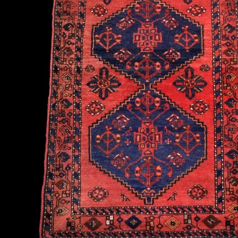 Tapis Hamadan, 102 x 196 cm, laine nouée main en Iran vers 1980, en très bon état-photo-3