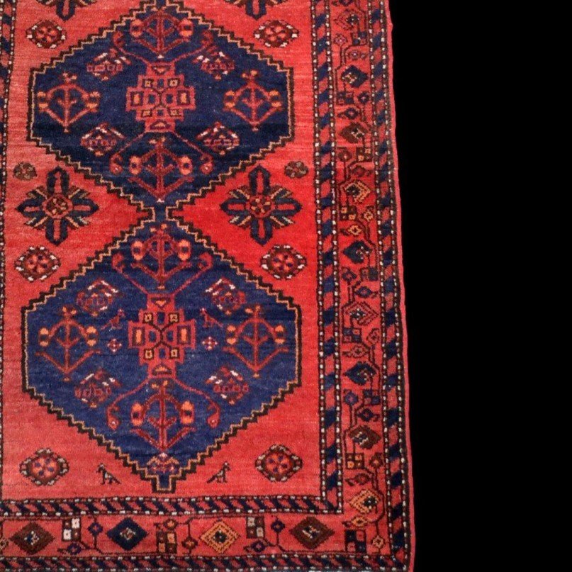 Tapis Hamadan, 102 x 196 cm, laine nouée main en Iran vers 1980, en très bon état-photo-4