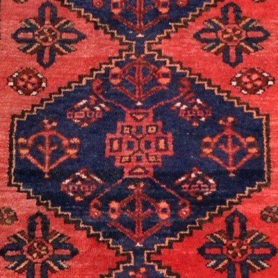 Tapis Hamadan, 102 x 196 cm, laine nouée main en Iran vers 1980, en très bon état-photo-5