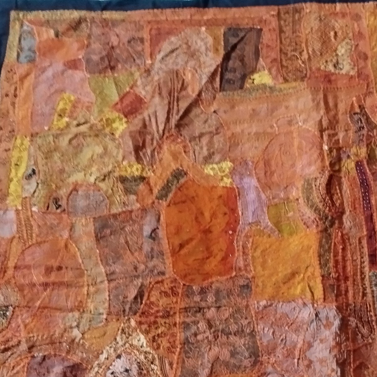 Antique Mirror Embroidery Or Sheesha, 200 X 225 Cm, Gujarat, India, 1980, Very Good Condition-photo-3