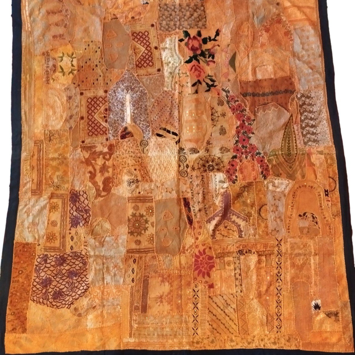 Antique Mirror Embroidery Or Sheesha, 200 X 225 Cm, Gujarat, India, 1980, Very Good Condition-photo-7
