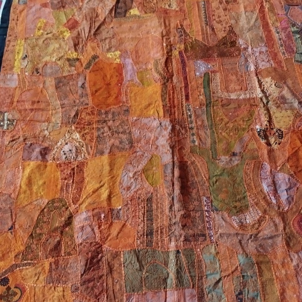 Antique Mirror Embroidery Or Sheesha, 200 X 225 Cm, Gujarat, India, 1980, Very Good Condition