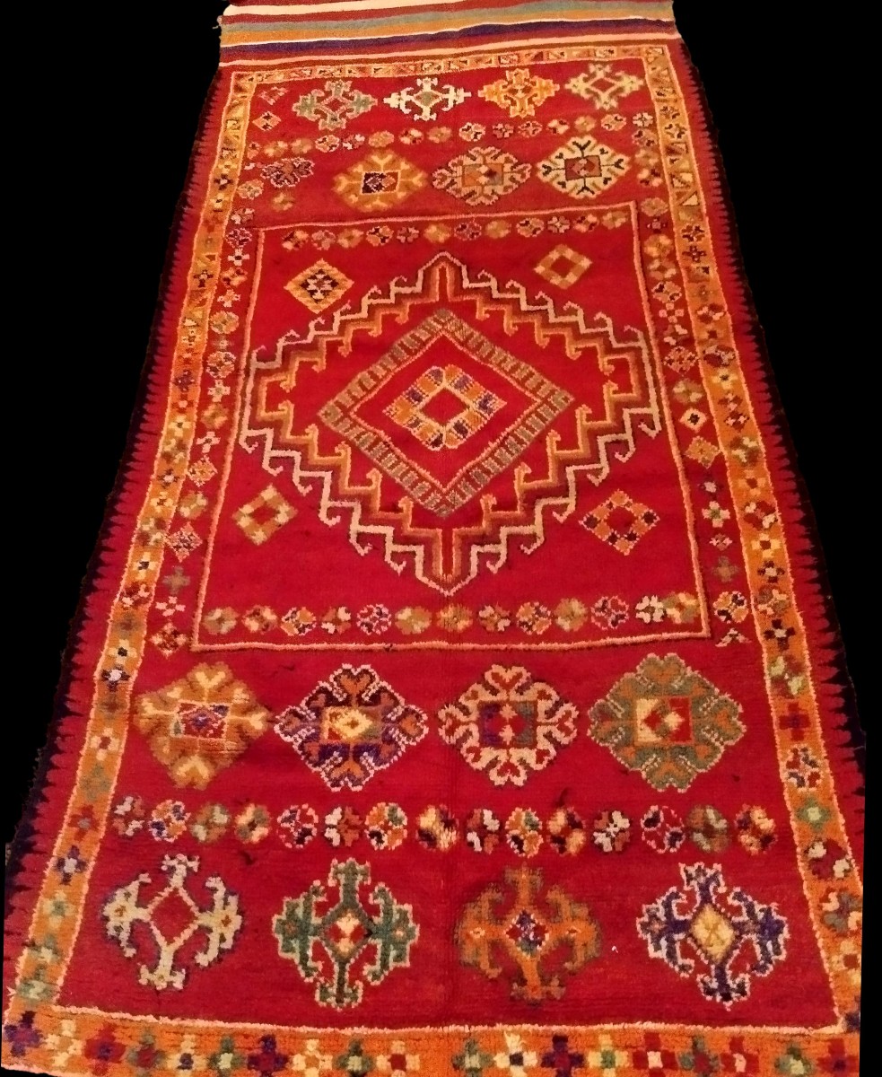 Berber Blanket, Virgin Wool, 155 X 250 Cm, Woven By Women, Atlas, Morocco Before 1970-photo-7