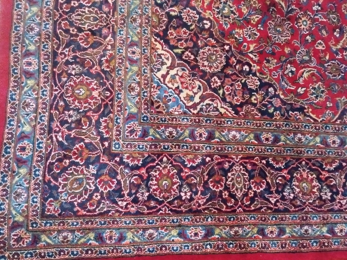 Kashan Rug, Persian, 295 Cm X 378 Cm, Kork Wool Hand-knotted In Iran Circa 1980 In Perfect Condition-photo-3