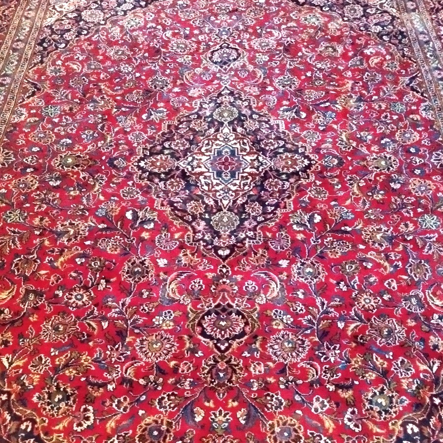 Tapis Kashan, Persan, 295 cm x 378 cm, Laine kork nouée main en Iran vers 1980 en parfait état