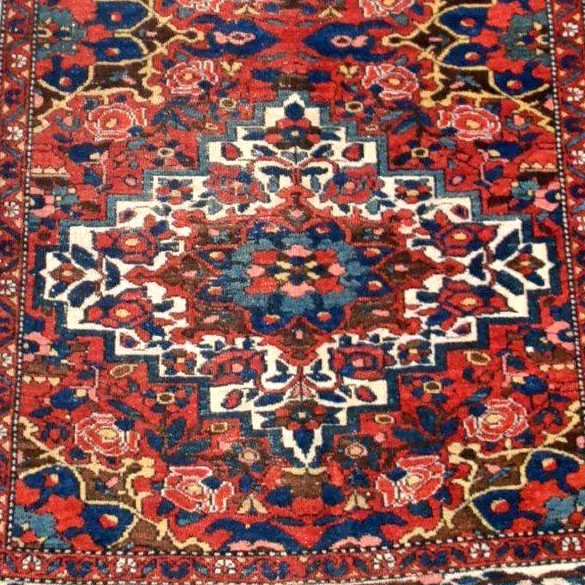Antique Bakhtiar Rug With Double Medallions, 153 X 203 Cm, Hand-knotted Wool In Iran, 19th Century-photo-6
