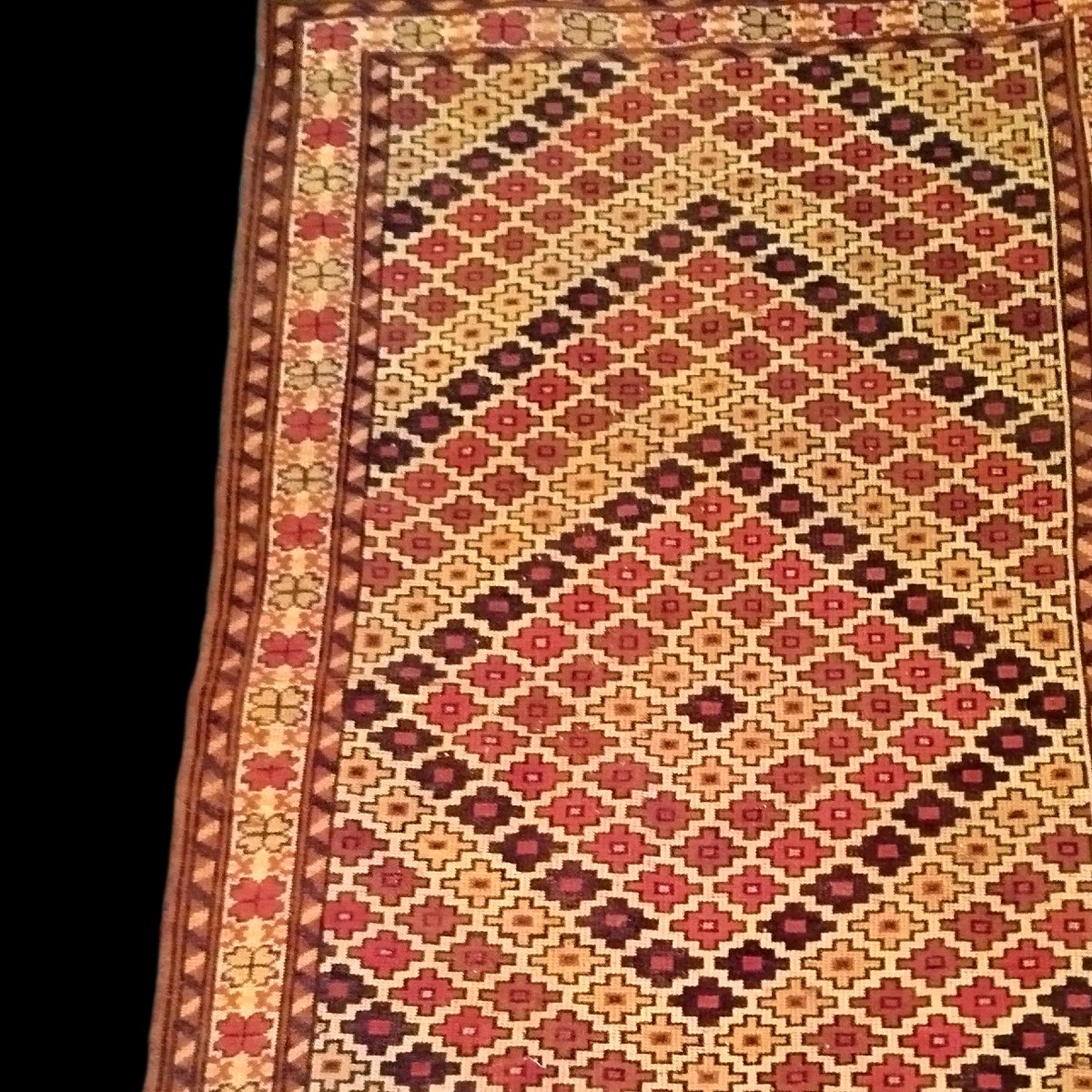 Afghan Rug With Stylized Flower Decoration, 100 X 175 Cm, Woven Around 1950, Bam Region, -photo-3