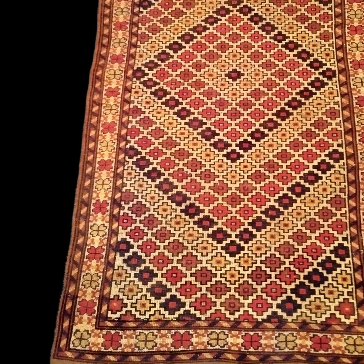 Afghan Rug With Stylized Flower Decoration, 100 X 175 Cm, Woven Around 1950, Bam Region, -photo-2