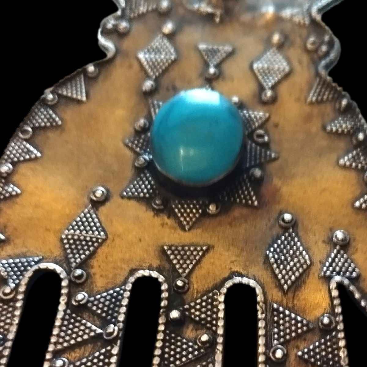 Khamsa en pendentif, amulette, fin XIXème, vermeil & argent, pierres, rare modèle de qualité