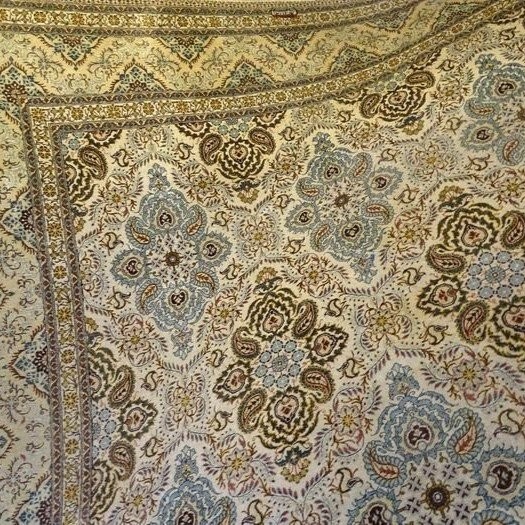 Important Signed Kashan Rug, 284 X 412 Cm, Hand-knotted Wool 1930-1950, Iran, Very Good Condition-photo-4