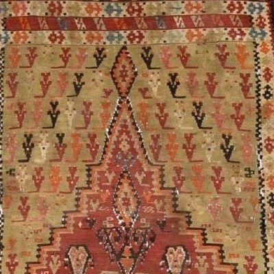 Tapis de prière en Kilim Senneh, 142 x 220 cm, tissé à plat en Iran, Perse du XIXème S, Kadjar-photo-5
