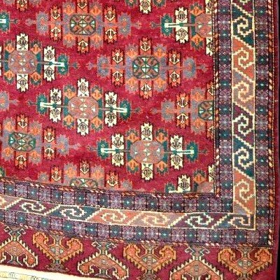 Tekke Rug With "güls", 163 X 245 Cm, Hand-knotted Wool, Turkestan, 1950s, Perfect Condition-photo-6