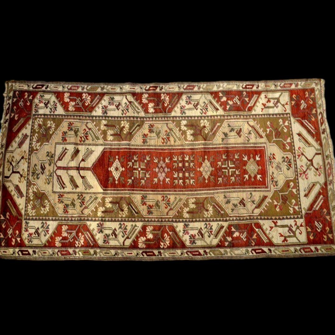 Milas Rug, 124 X 226 Cm, Wool On Wool, Hand-knotted Circa 1970-1980 In Türkiye, Perfect Condition-photo-3