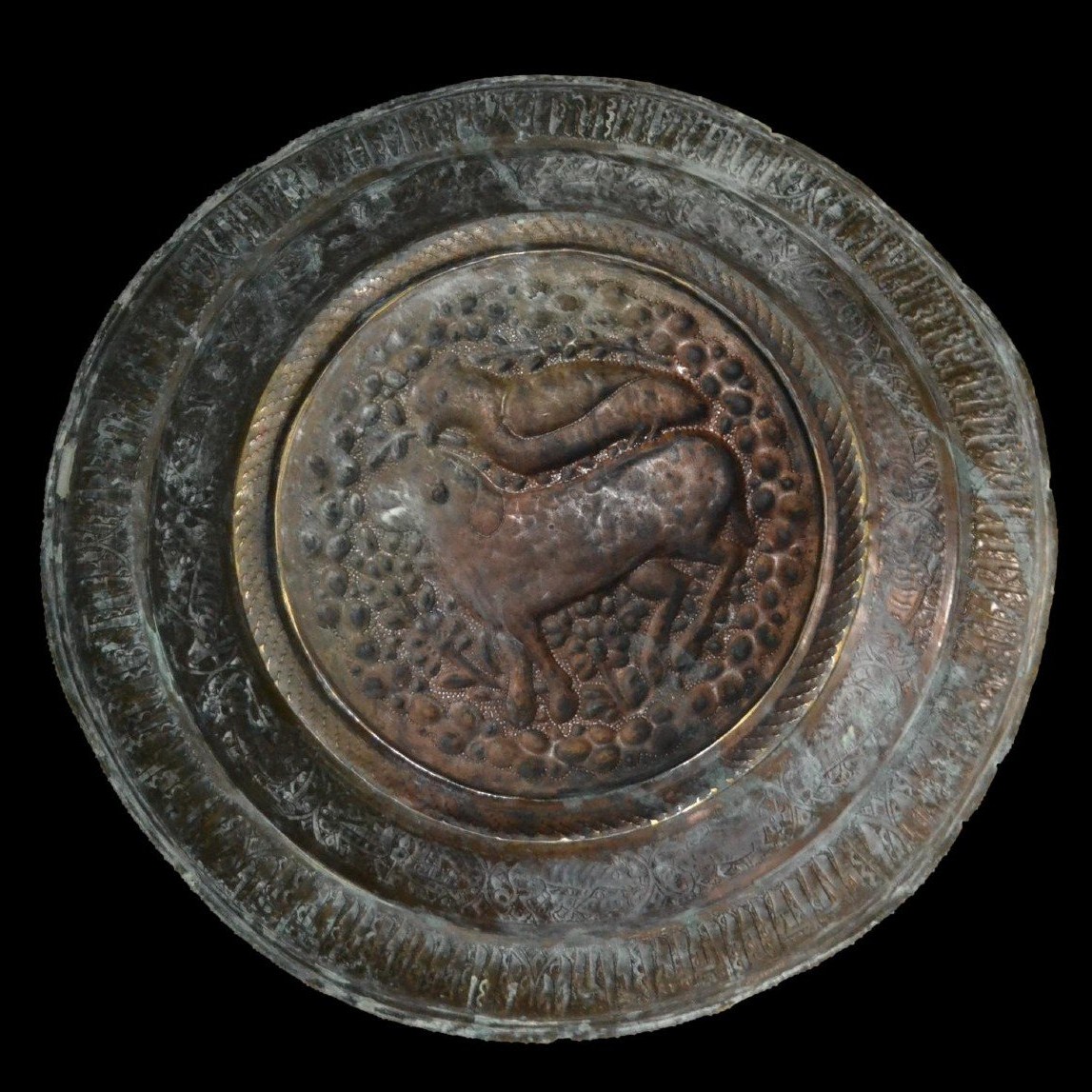 Dish With A "solar Lion", Persia, 19th Century, Diameter 45 Cm, Repoussé Work, Collection-photo-6