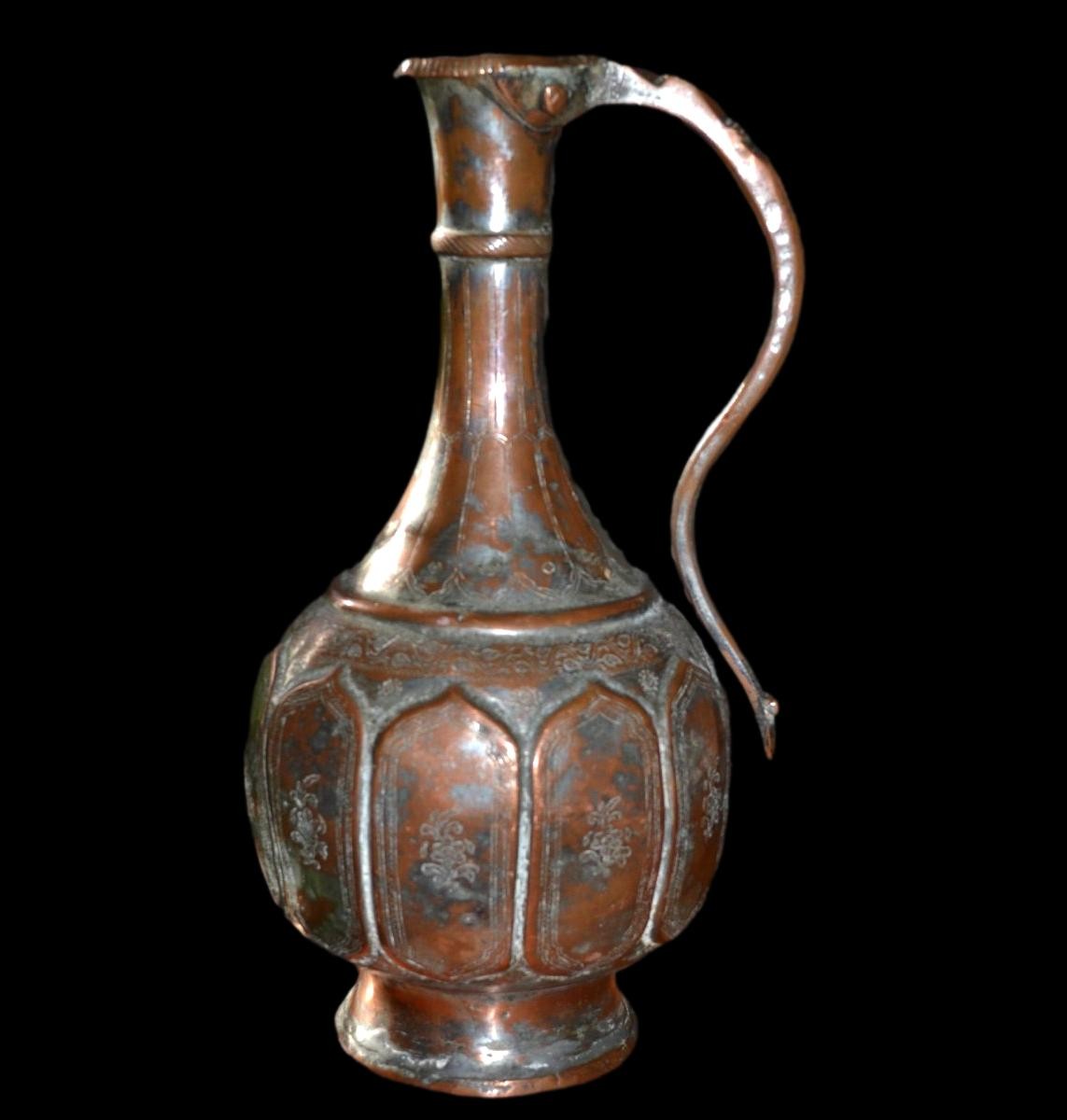 Aiguière Ottomane, Turquie, cuivre anciennement étamé, Empire Ottoman de la fin du XVIIIème -photo-5