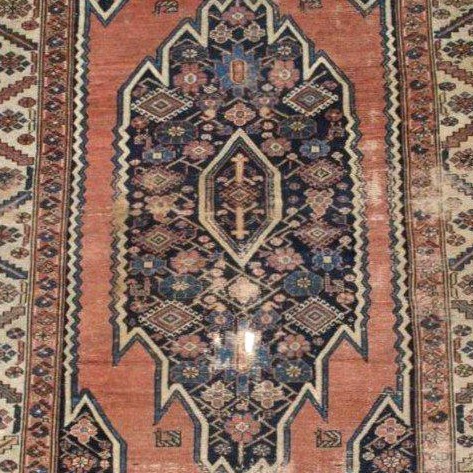 Tapis Maslaghan ancien, 124 x 198 cm, laine nouée main en Iran sous la Dynastie Kadjar, XIXème