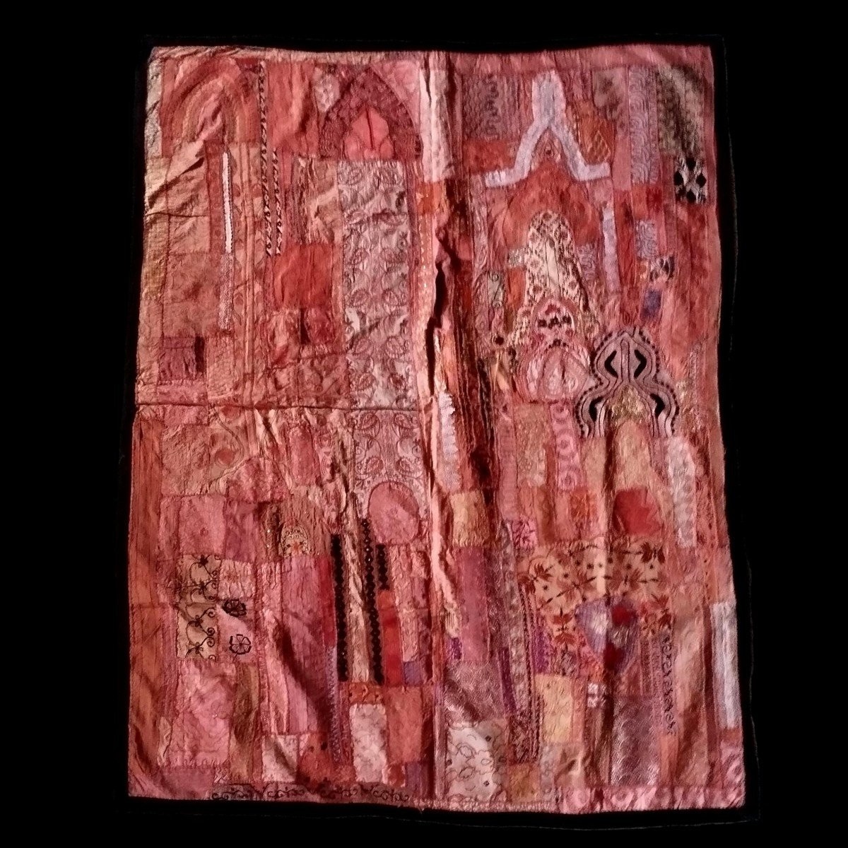 Antique Mirror Embroidery Or Sheesha, 158 Cm X 204 Cm, Gujarat, India, 1970, Very Good Condition-photo-2