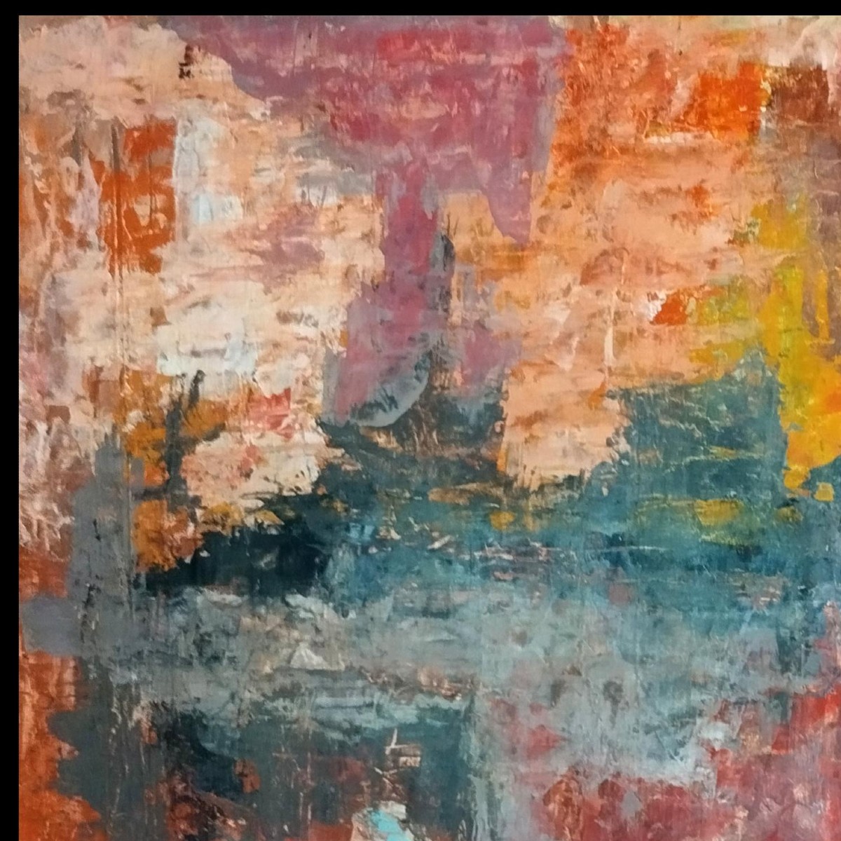 Erwin Steinbach (1964 -) 90 X 90 Cm, "stormy Sky Over The Countryside" Mixed Media On Panel-photo-2