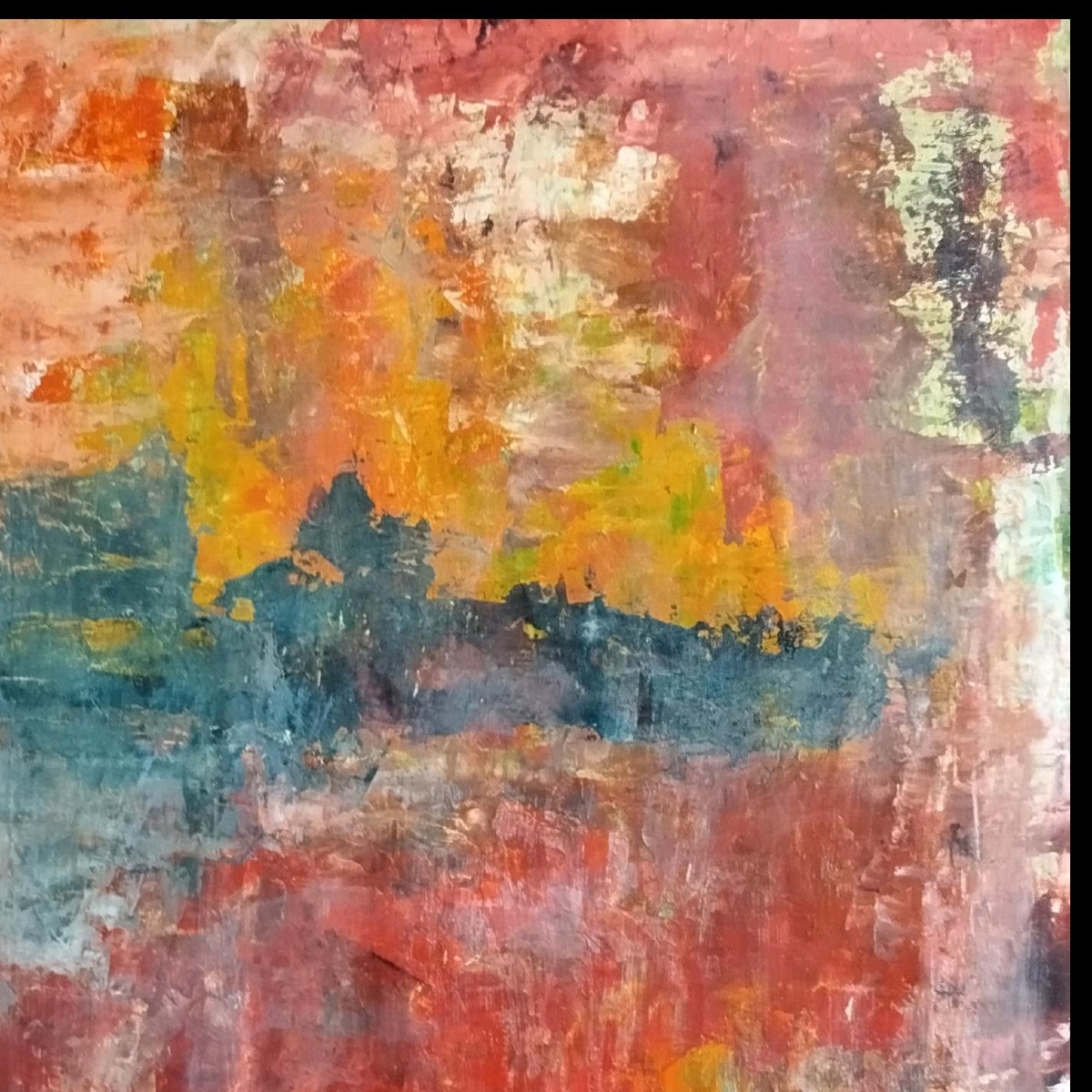 Erwin Steinbach (1964 -) 90 X 90 Cm, "stormy Sky Over The Countryside" Mixed Media On Panel-photo-3