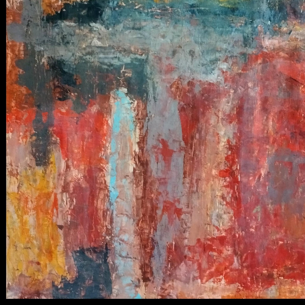 Erwin Steinbach (1964 -) 90 X 90 Cm, "stormy Sky Over The Countryside" Mixed Media On Panel-photo-4