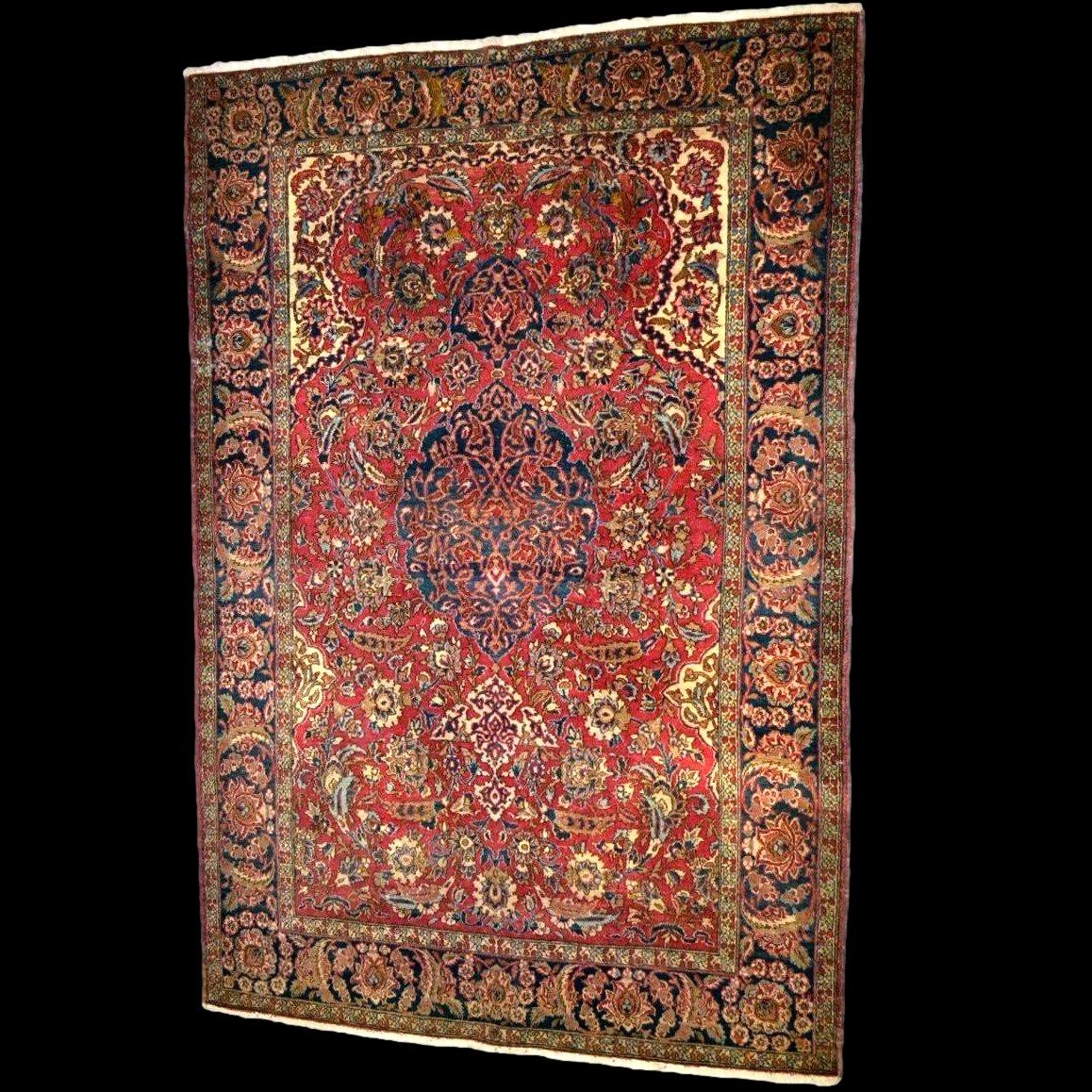 Tapis Kashan ancien, 150 x 223 cm, laine kork nouée main, Kadjar, XIXème siècle, qualité Musée-photo-2