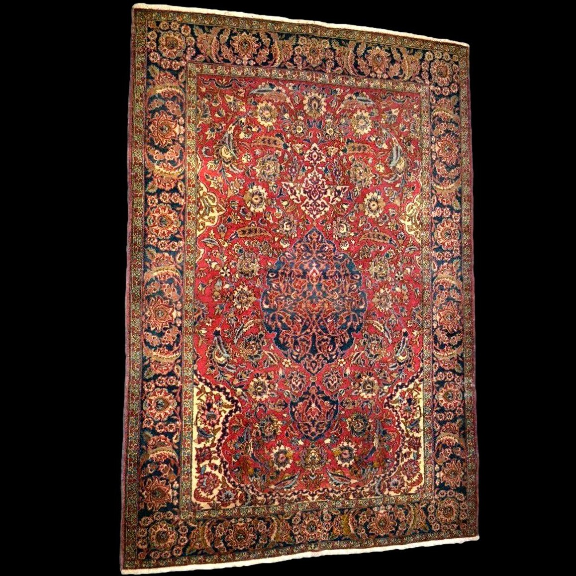 Tapis Kashan ancien, 150 x 223 cm, laine kork nouée main, Kadjar, XIXème siècle, qualité Musée-photo-4