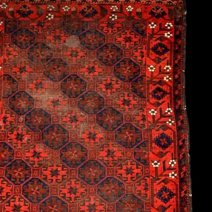 Tapis Merkan ancien, 105 x 167 cm, laine sur laine nouée main Asie centrale, milieu du XIXème-photo-1