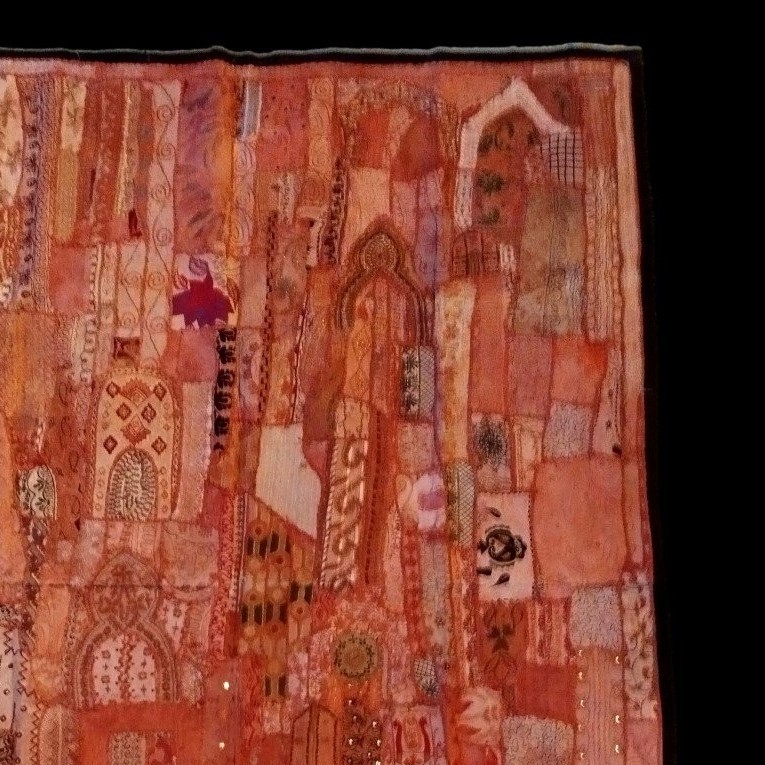 Broderie miroir ou Sheesha ancien, 156 x 210 cm, Gujarat, Inde , 1970, très bon état-photo-4