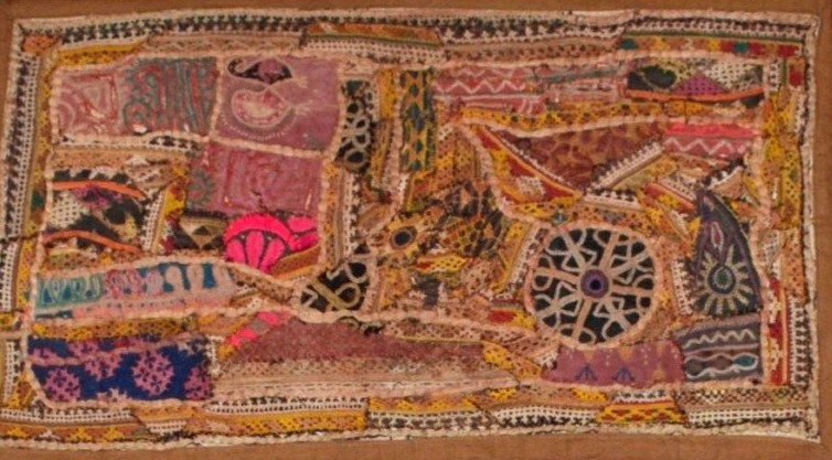 Pair Of Antique Mirror Embroideries Or Sheesha, Framed, India, 49 Cm X 79 Cm, 19th Century-photo-4